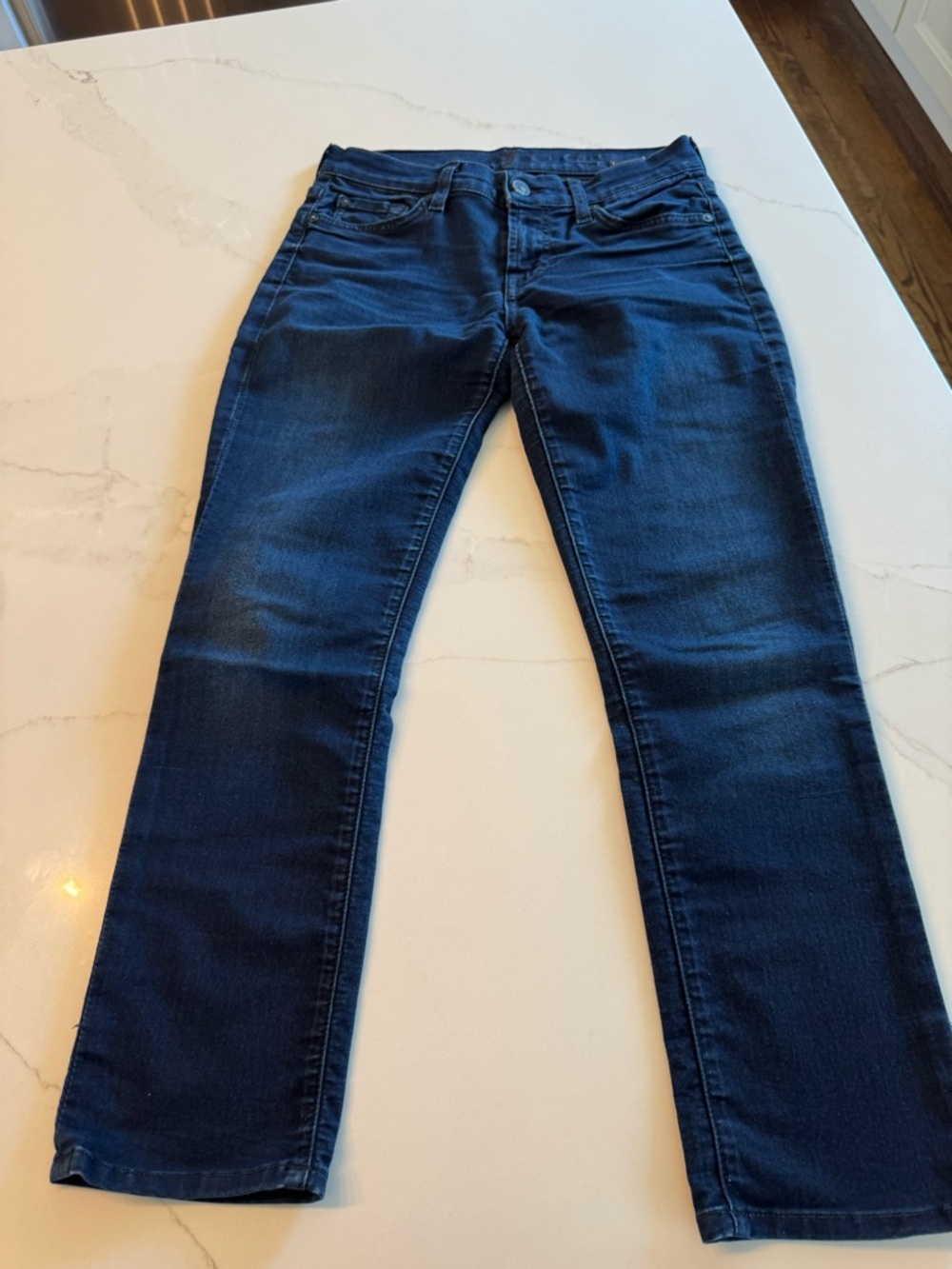 7 For All Mankind Slim Skinny Jeans in Dark Blue